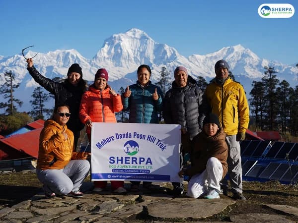 Trekkers On Poon Hill Sunrise Hike